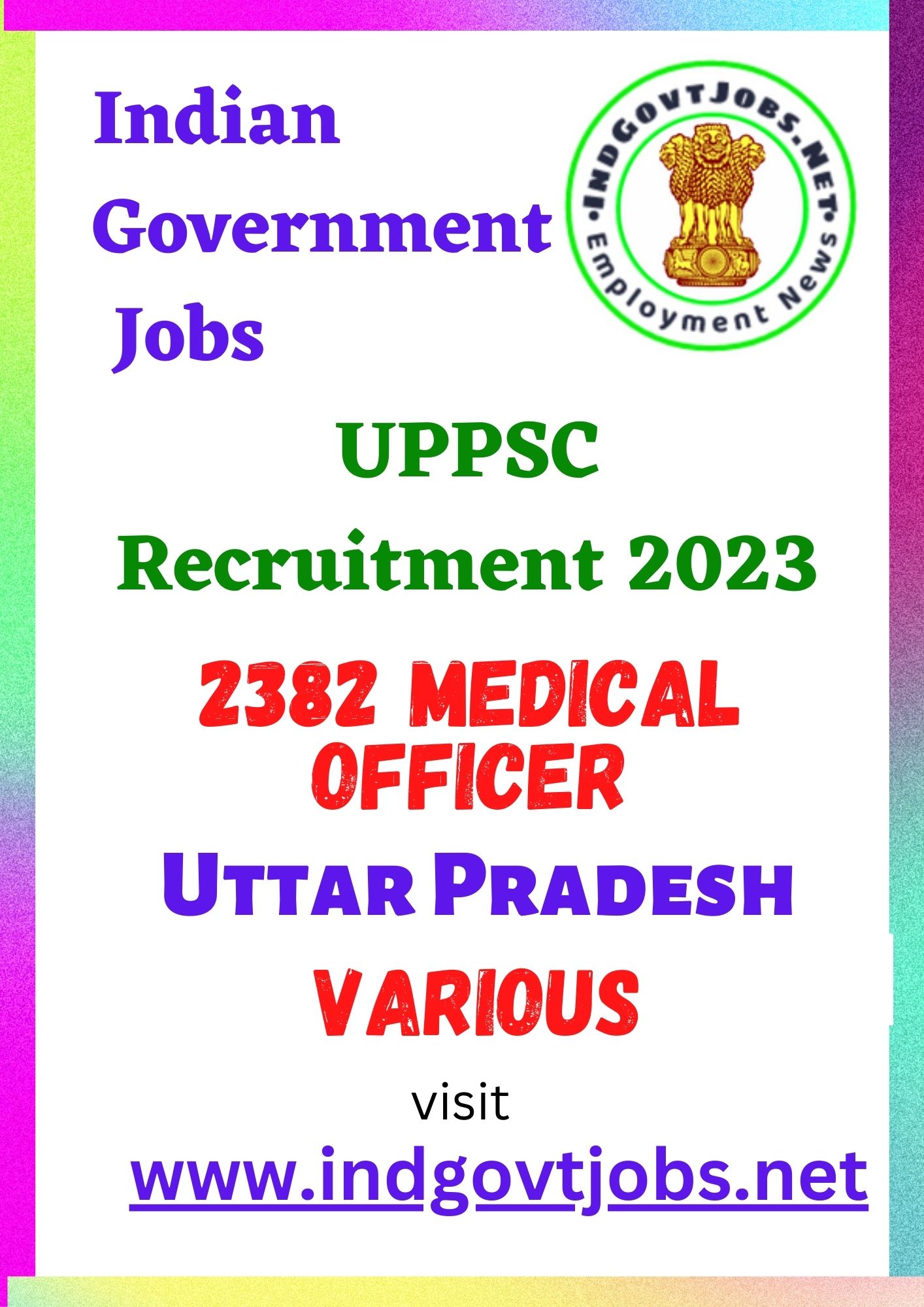 UPPSC Recruitment – 2382 Medical Officer Grade II - Indian Government Jobs